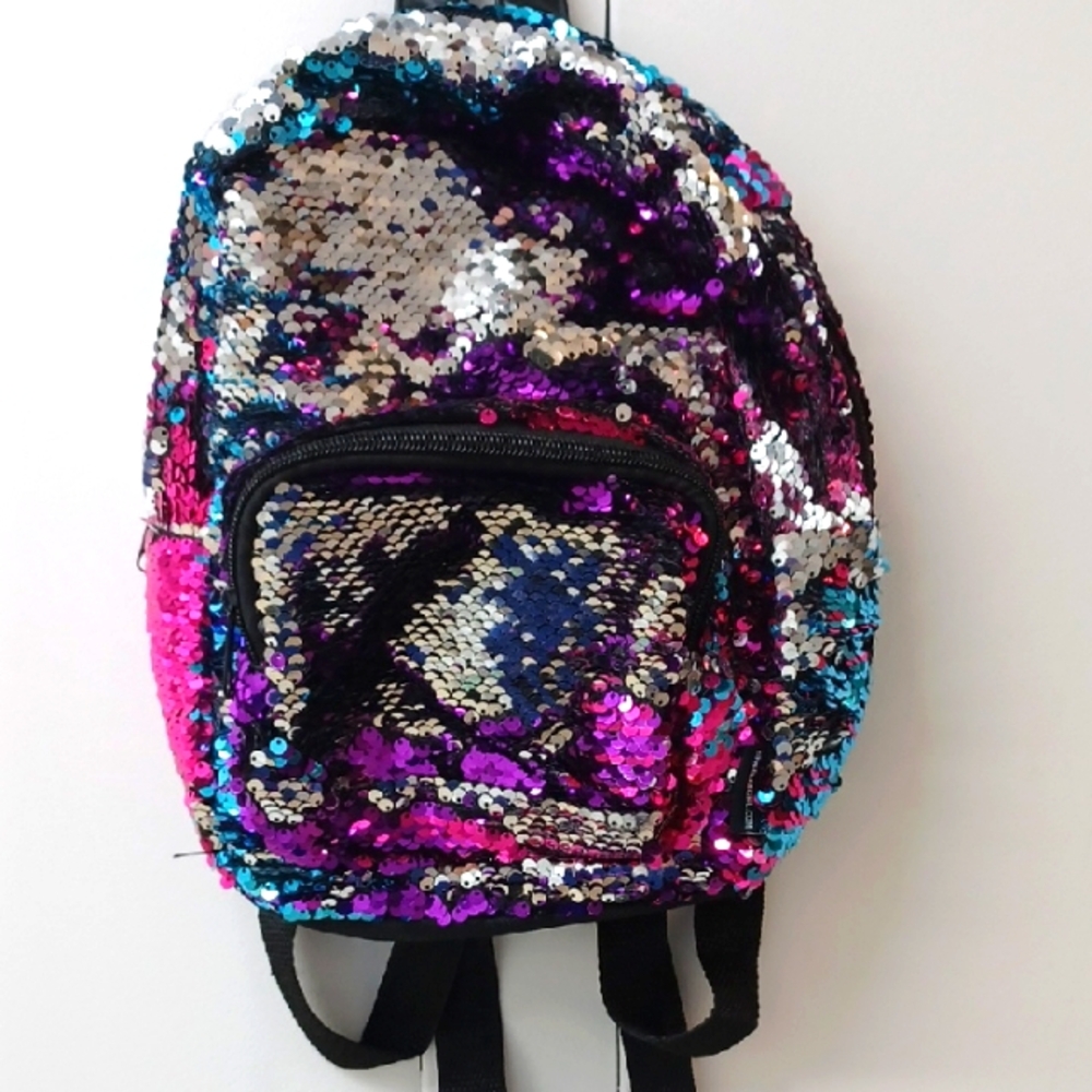 Sequin Backpack - Multicolor Stylelabgirl.com Small Fake Leather Straps NWOT